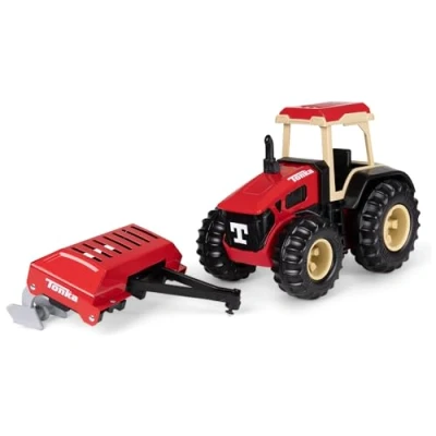 Image of Tonka Steel Classics Tractor &amp; Plow Kids Construction Toys for Boys and Girls, Vehicle Creative Play, Motor Skill Development Ages 3+ Basic Fun 06221 FFP