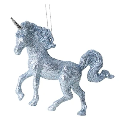 Image of Christmas Concepts® 16cm Glitter Covered Unicorn Decoration Luxury Decorations (Ice Blue, Pack of 1)