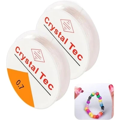 Image of 2 Pieces Clear Nylon Thread Invisible String, 0.7 mm Tarnish Resistant Jewelry Beading Wire, Bracelet for Hanging Decorations, Crafts and Making