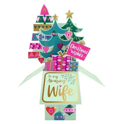Image of Clever Cubes Pop Up Amazing Wife Festive Trees Christmas Card 3D Xmas XCU013B