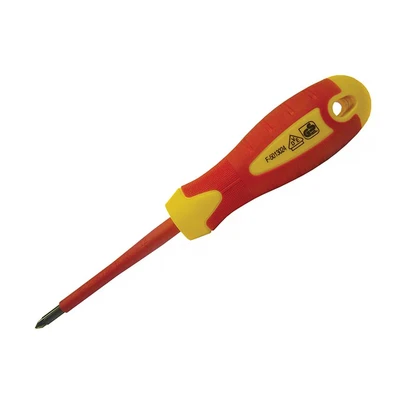 Image of Faithfull SDVDEPZ1 Soft Grip VDE Screwdriver Pozi PZ1 x 80mm