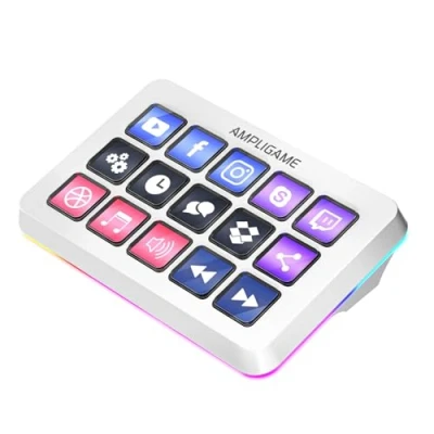 Image of FIFINE Streaming Controller with 15 Customizable Keys for Live Stream, Gaming and Podcast, Macro Keyboard Compatible Twitch/OBS/YouTube/Streamlabs Etc, White Keypad Mac PC D6W