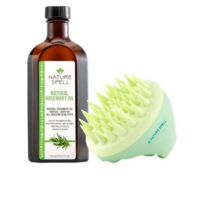 Image of Nature Spell Rosemary Oil for Hair &amp; Skin 150 ml with Scalp Massager, Growth, Massager Made in the UK