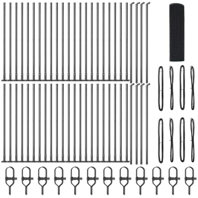 Image of vidaXL Welded Wire Fence with 7 Flanged Posts Grey 0.5x100 m Steel