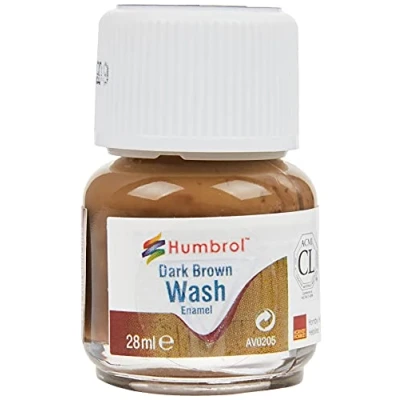Image of Humbrol AV0205 Enamel Wash modellers washes effect Dark Brown 28ml