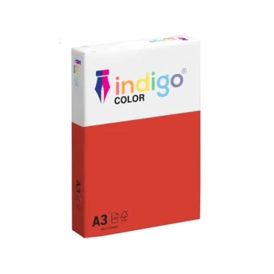 Image of indigo A3 Multipurpose 80gsm Coloured Paper Ream of 500 Sheets (Medium Deep Red)