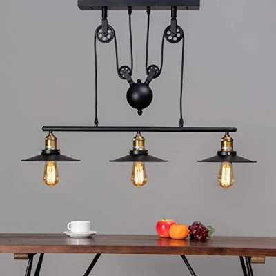 Image of KosiLight Industrial Pendant Light Three Shades Piattino Black 220/230V 50/60Hz Metal IP20 Compatible with A