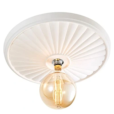 Image of Carn Flush Mount Traditional Large Plaster Ceiling Rose White Litecraft