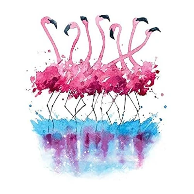 Image of Wee Blue Coo Flamingos Dancing Watercolour Unframed Art Print Poster Wall Decor 12x16 inch