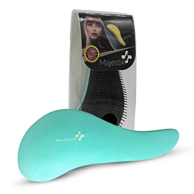 Image of Glide Thru Detangler Hair Brush Blue Uniquely Designed Bristles Detangling No More Tangles Wet Dry Long Thin Thick for Adults Kids By Majestik+