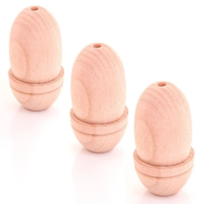 Image of White Hinge 3x Large Wooden Acorn Shaped Pulls Roman Blind/Light/Fan Cord Ends