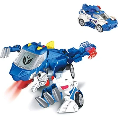 Image of VTech Switch &amp; Go Dinos Patrol, Tericinosaurus Police Car, Electronic Interactive Dinosaur Transformable into Car with Voice, Functions, Over 60 Sounds and Phrases, Blue (80 195022)