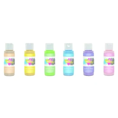 Image of Artiste Set of 6 Spring and Easter Themed Acrylic Paints 59ml/2Oz, Quick Drying Professional Art, Craft Hobby Artists Paint, Travel Artists, Water Based Cover All Surfaces