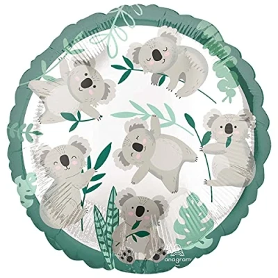 Image of amscan 42554 02 4255401 Koala Round Foil Balloon, Multi, 17&quot;