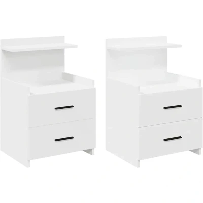 Image of vidaXL Bedside Cabinets 2 pcs with Drawers White 40x36.5x62 cm
