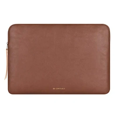 Image of Comfyable Laptop Sleeve Compatible with 16 Inch MacBook Pro M4 M3 M2 M1 2024 2019 &amp; 15 Air (Loose Fit) M2, Slim Protective PU Leather Bag Waterproof Case for Mac, Brown