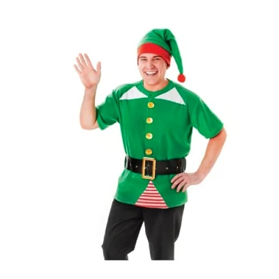 Image of Bristol Novelty AC648 Jolly Elf Unisex Costume Kit, Adult, Green, Chest Size 44 Inch