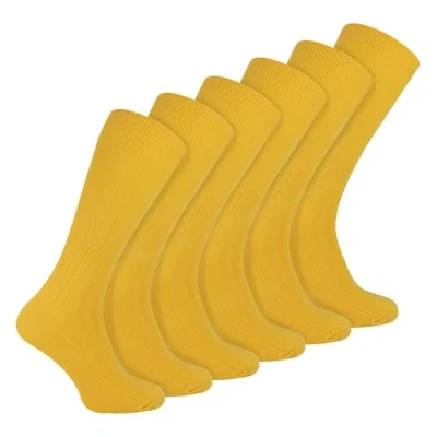 Image of 6 Pairs Multipack Mens Ribbed Dress Socks Sock Snob Breathable Crew Cotton (6 11, Yellow)
