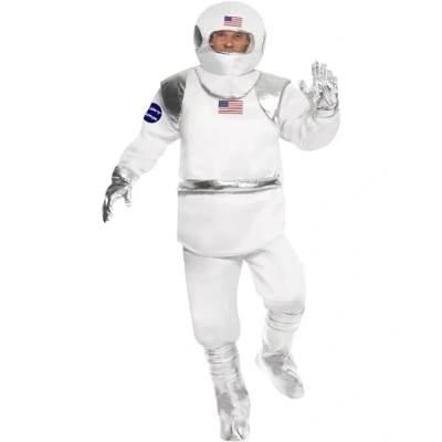 Image of Smiffys Spaceman Costume, White with Top, Trousers, Helmet, Gloves and Shoe Covers, Icons &amp; Idols Fancy Dress, Adult Dress Up Costumes