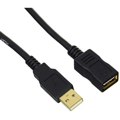 Image of Amazon Basics USB A 2.0 Extension Cable, for Printer, Mouse or Keyboard, Male to Female, 480Mbps Transfer Speed, 2 m, Black