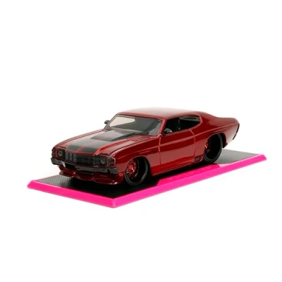 Image of Pink Slips 1:24 W7 1971 Chevy SS Die Cast Car w/Base, Toys for Kids and Adults(Candy Red)