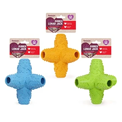 Image of Rosewood Rubber, Tough Chew Resistant, Lunar Jack Dog Toy, Medium, Assorted Colours