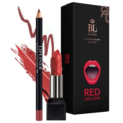 Image of BL Color Matched Red Lip Liner &amp; Lipstick Set Full Coverage Argan Long Lasting and With Natural Oils for Nourishment, Hydration, Protection