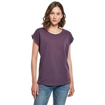 Image of Build Your Brand Women&#039;s Ladies Extended Shoulder Tee T Shirt, purplenight, XL