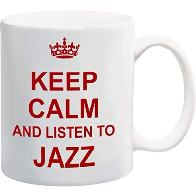 Image of Keep Calm, and Listen to Jazz Glossy Ceramic Photo Mug