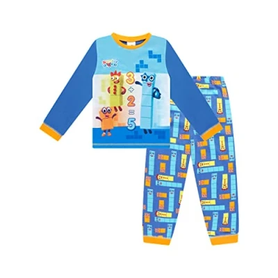 Image of Numberblocks Boys Pyjamas Pjs Set Ages 3 to 8 Years Old (4 5 Years) Blue