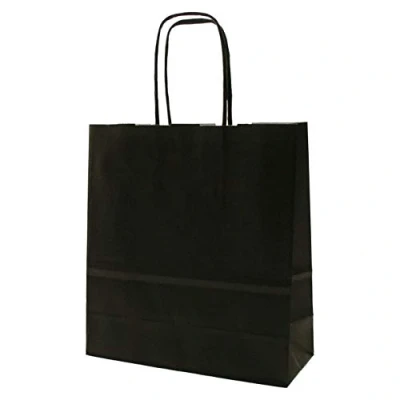 Image of Paper Party Bags With Twisted Handles 18 cm (W) x 20 (H) 8 (D) black
