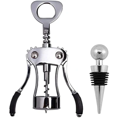 Image of Tovee Upgrade Wing Corkscrew Wine Opener with Stopper, Waiters Cork and Beer Cap Bottles Remover