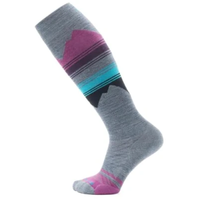 Image of Smartwool Women&#039;s Ski Targeted Cushion Pattern Over The Calf Socks, Pewter Blue, M