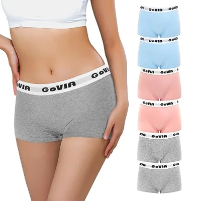 Image of Libella ZD3921 Women&#039;s Panties Pack of 6 Hipsters Boxer Shorts Cotton Underwear, Multicolor3 Pack, M