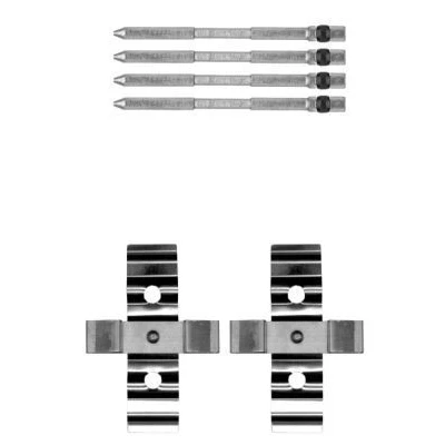 Image of 550018, 95509894 Accessory Kit, disc brake pads HELLA 8DZ 355 205 261 RENAULT: CLIO 3, MEGANE 2, 3 Coupe, ABARTH: 500 / 595 695 Hatchback