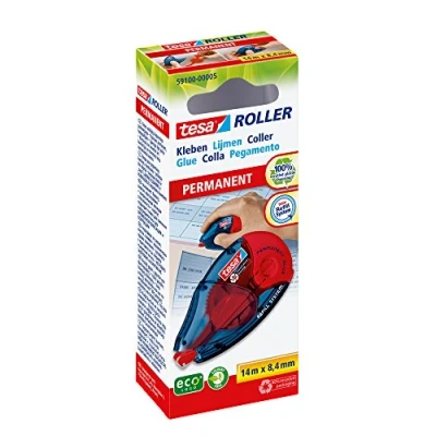 Image of tesa Roller Permanent Gluing ecoLogo Refillable Tape Dispenser Glue Roller, Size 14 m x 8.4 mm