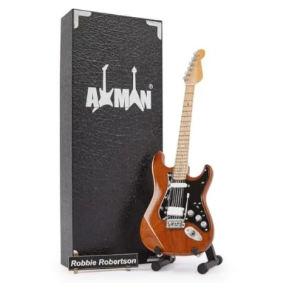 Image of Robbie Robertson (The Band): Custom Guitar Miniature Replica Music Gifts Handmade Ornamental 1/4 Scale Includes a Display Box, Name Tag and Stand