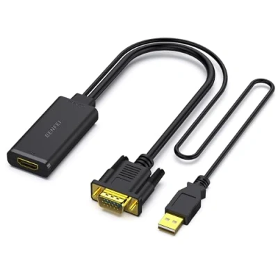 Image of BENFEI VGA to HDMI Adapter, 1080P Converter with Audio From Computer/Laptop Source TV/Monitor