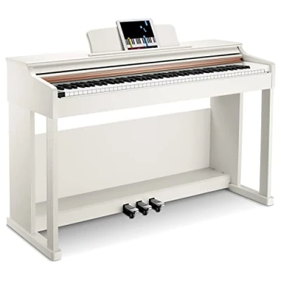Image of Donner Digital piano 88 Key Weighted DDP 100 Action Piano, Beginner keyboard Bundle with Furniture Stand, Power Adapter, White