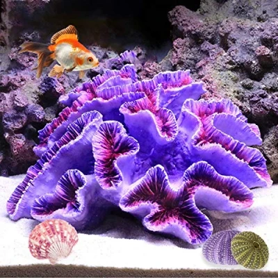 Image of Besimple Aquarium Coral Ornaments Decor Fish Tank Plants Decoration for Landscape,Purple