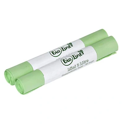 Image of Mini 3L Compostable Caddy Bags 50 Liners Kitchen Worktop Compost Food Waste Bin for EN13432