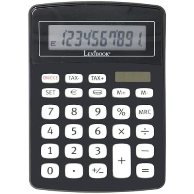 Image of Lexibook, 10 Digit Office Calculator with Euro Converter, Black, EL226