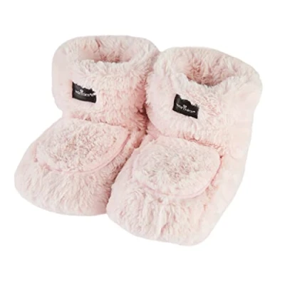 Image of Warmies Microwavable Boots, Heatable Ladies Slipper Boots with French Dried Lavender, Soothing Warmth and Comfort, Blossom Colour, One Size
