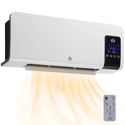 Image of HOMCOM 2000W Wall Mounted Ceramic Heater with Remote Control for Home White