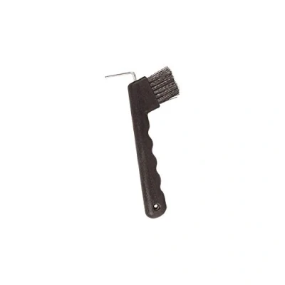 Image of Perry Equestrian No.563 Hoof Pick &amp; Brush with Wave Grip Handle Black