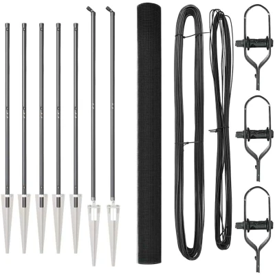 Image of vidaXL Welded Wire Fence with 7 Spike Posts Grey 1.6x10 m Steel