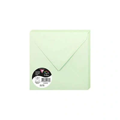 Image of Clairefontaine Ref 5473C Pollen Envelopes (Pack of 20) 165 x 165mm Sized, 120gsm Paper, Gummed Seal, Inkjet &amp; Laser Printer Compatible, Acid Free Green