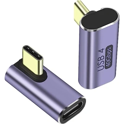 Image of PremiumCord USB 4 Adapter, C Male to Female 90 M/F, Ultra Speed 40 Gbps, Type Port, Aluminium, Space Grey