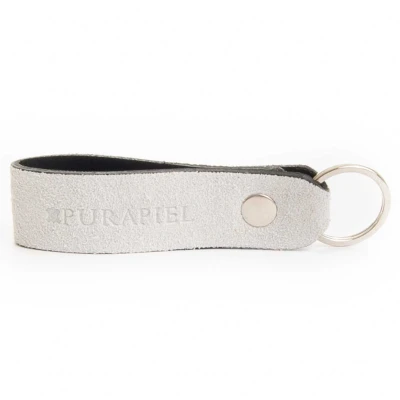 Image of Purapiel Unisex Key Ring Mikey In White Leather One Size