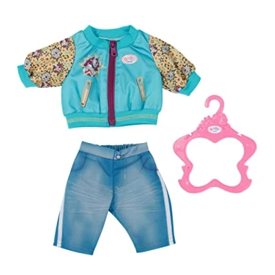 Image of BABY born 833599 Outfit with Jacket To Fit 43cm Dolls Includes Top, Trousers, &amp; Clothes Hanger Easy for Small Hands Promotes Empathy Social Skills Suitable Children Ages 3+ Years